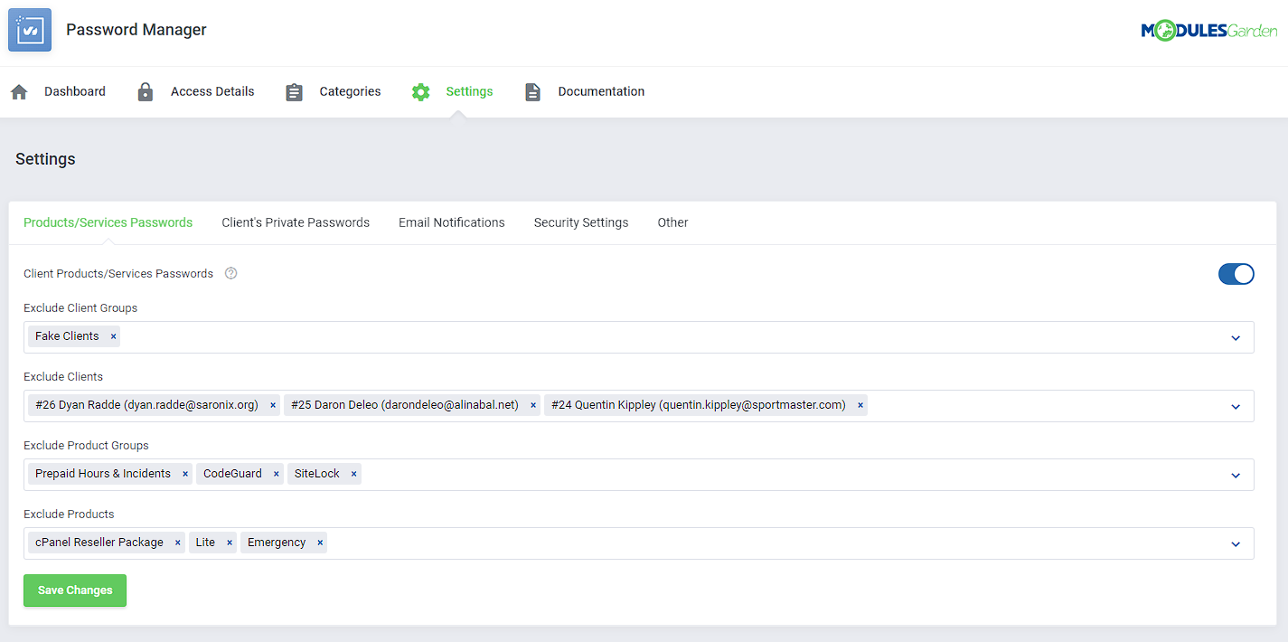 Password Manager For WHMCS: Module Screenshot 20