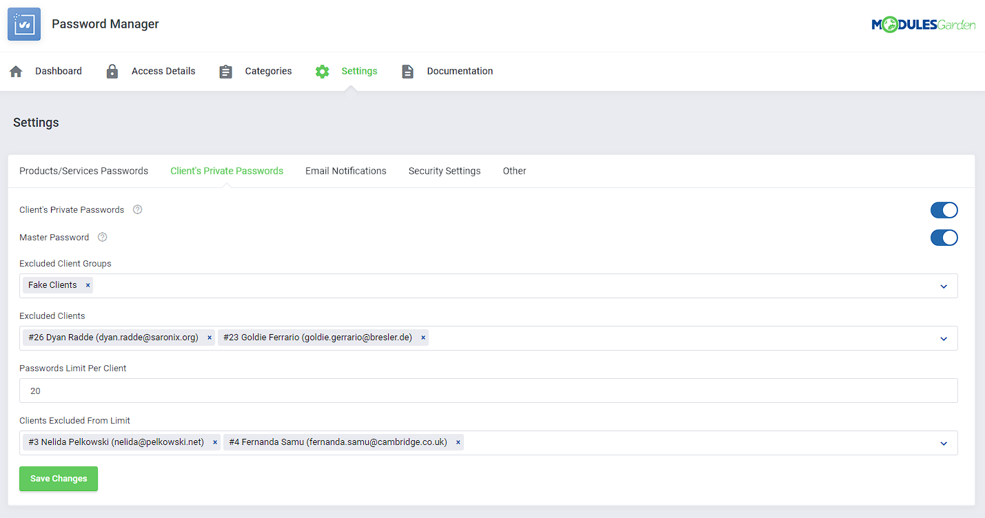 Password Manager For WHMCS: Module Screenshot 21