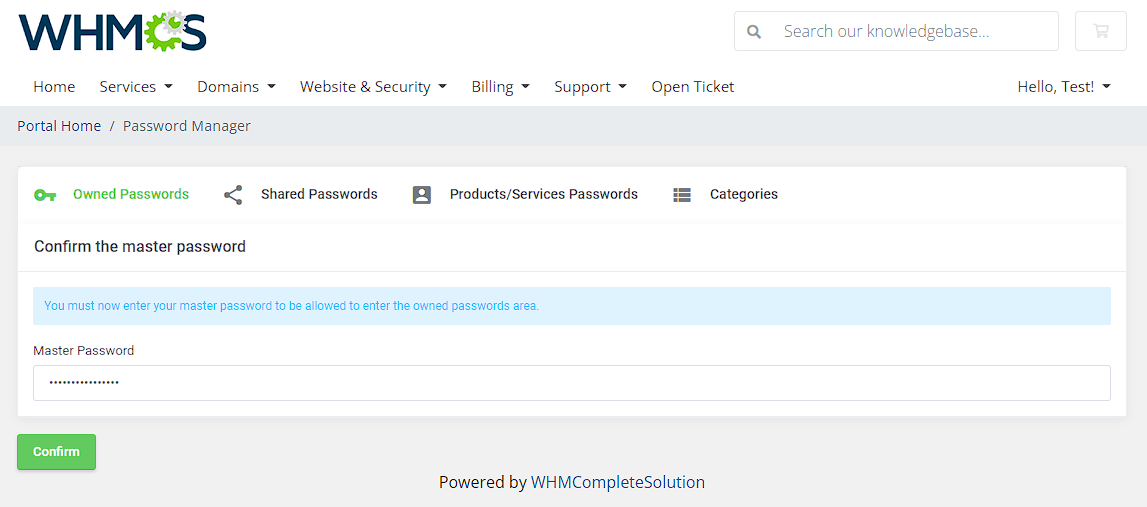 Password Manager For WHMCS: Module Screenshot 7