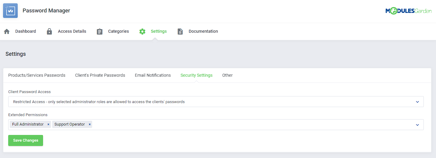 Password Manager For WHMCS: Module Screenshot 23