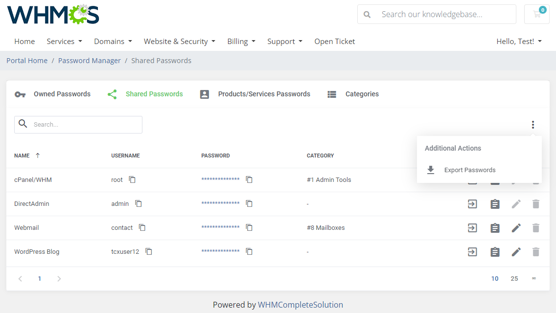 Password Manager For WHMCS: Module Screenshot 8