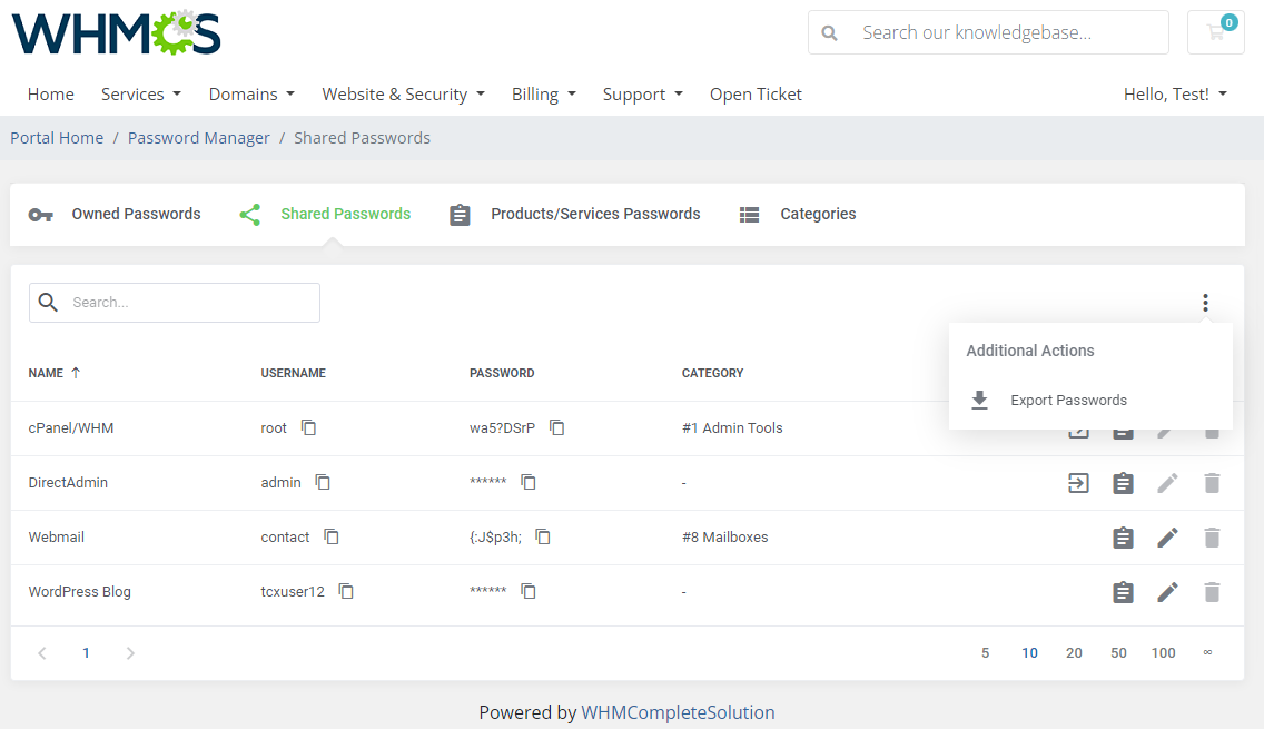 Password Manager For WHMCS: Module Screenshot 8