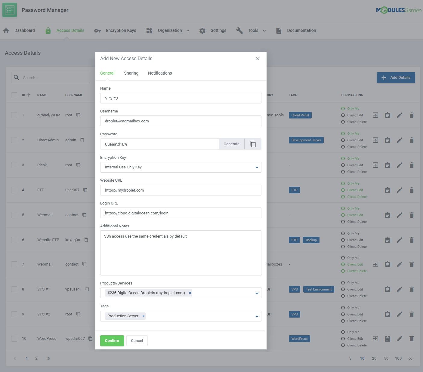 Password Manager For WHMCS: Module Screenshot 16