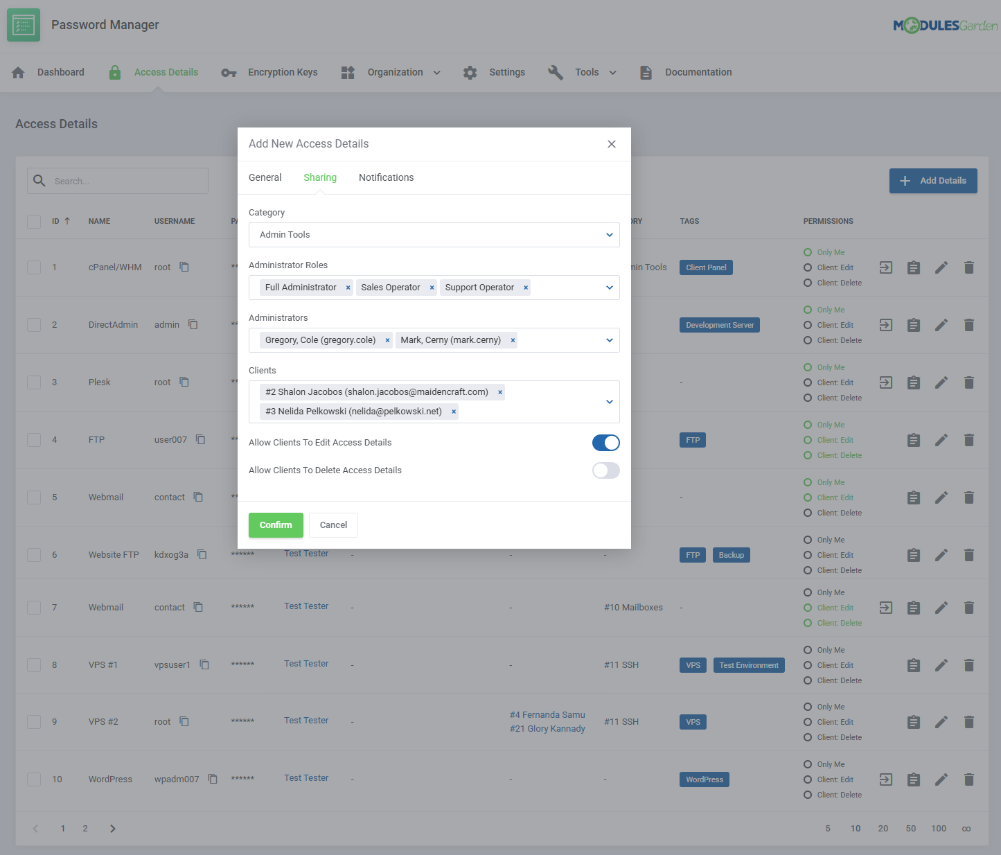 Password Manager For WHMCS: Module Screenshot 17