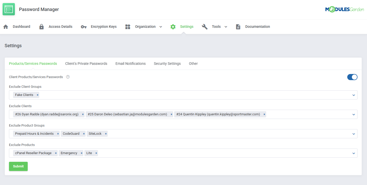 Password Manager For WHMCS: Module Screenshot 25