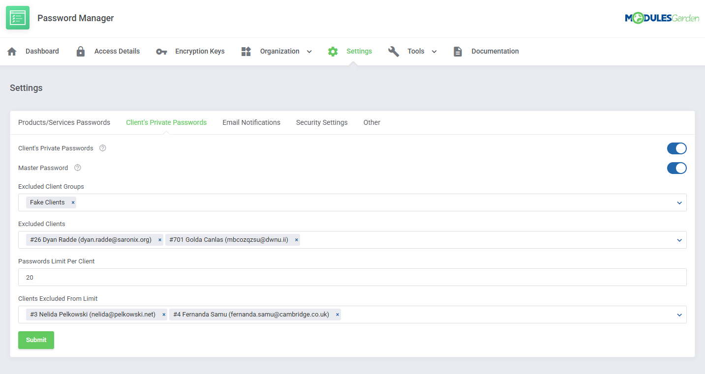 Password Manager For WHMCS: Module Screenshot 26