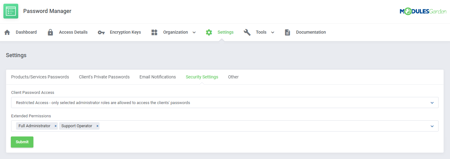 Password Manager For WHMCS: Module Screenshot 28