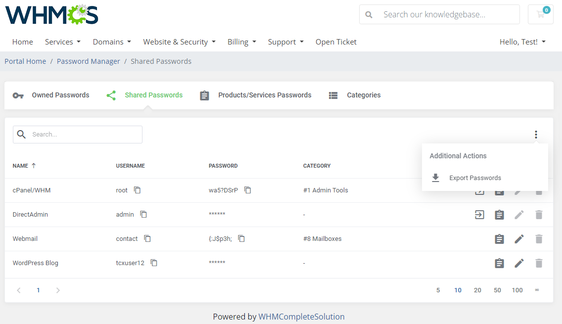 Password Manager For WHMCS: Module Screenshot 9