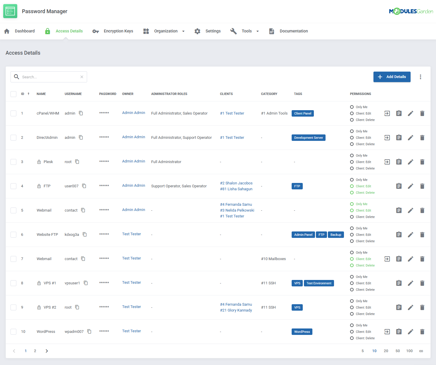 Password Manager For WHMCS: Module Screenshot 15