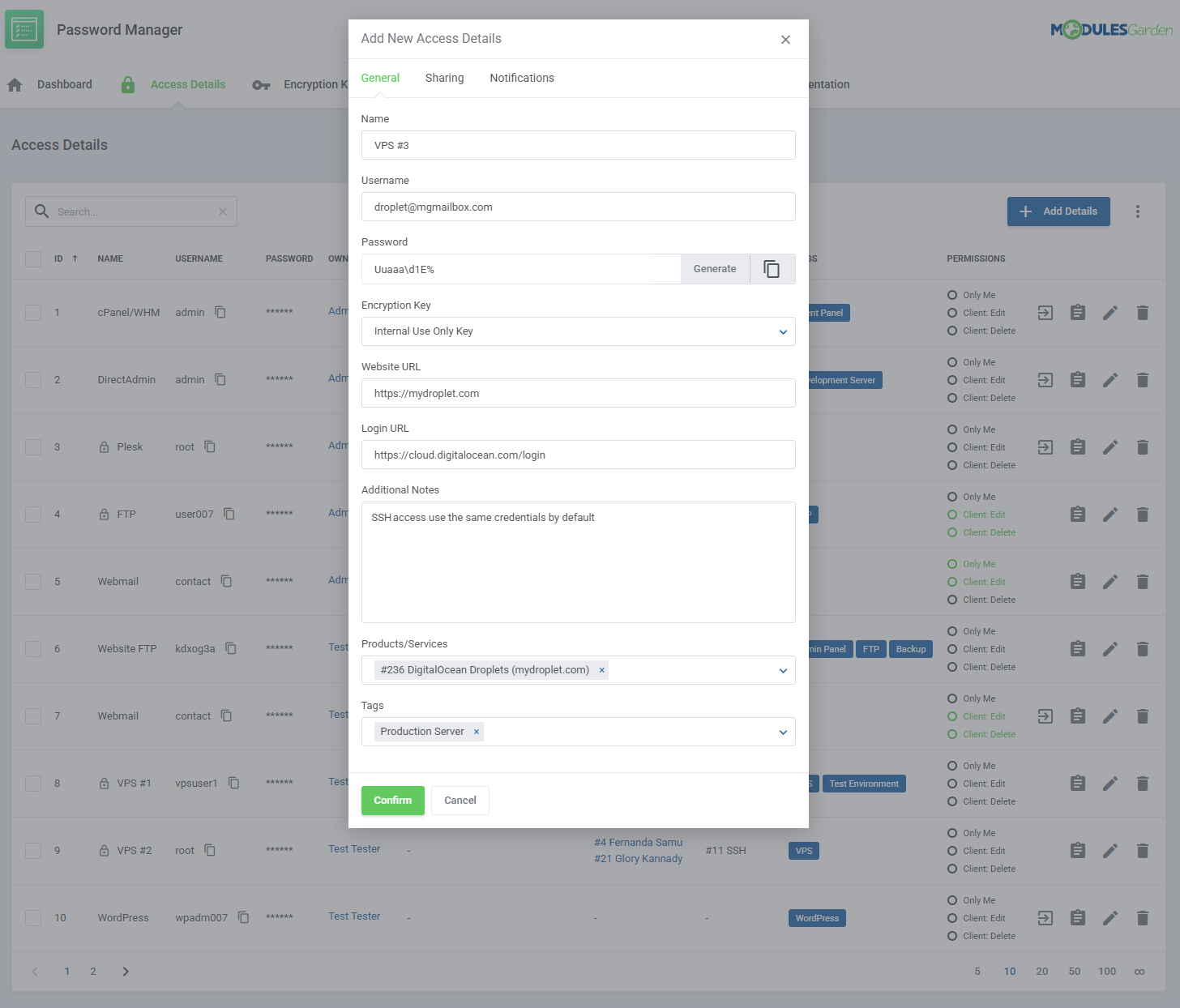 Password Manager For WHMCS: Module Screenshot 16