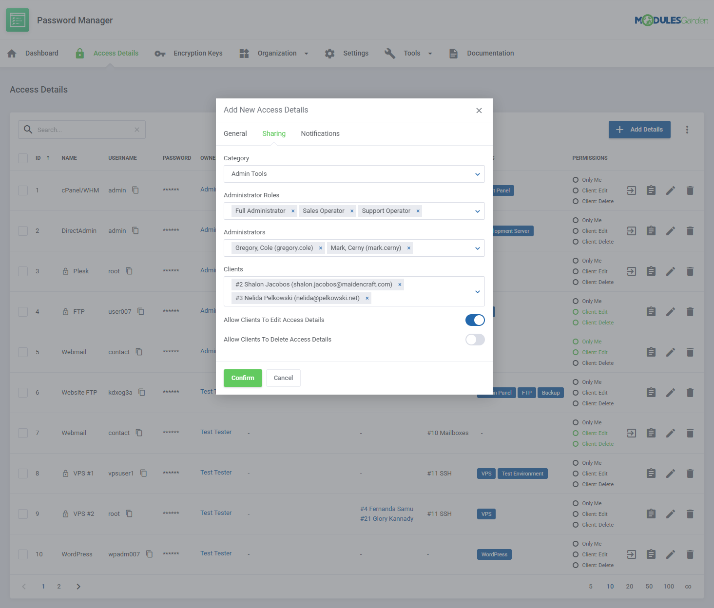 Password Manager For WHMCS: Module Screenshot 17