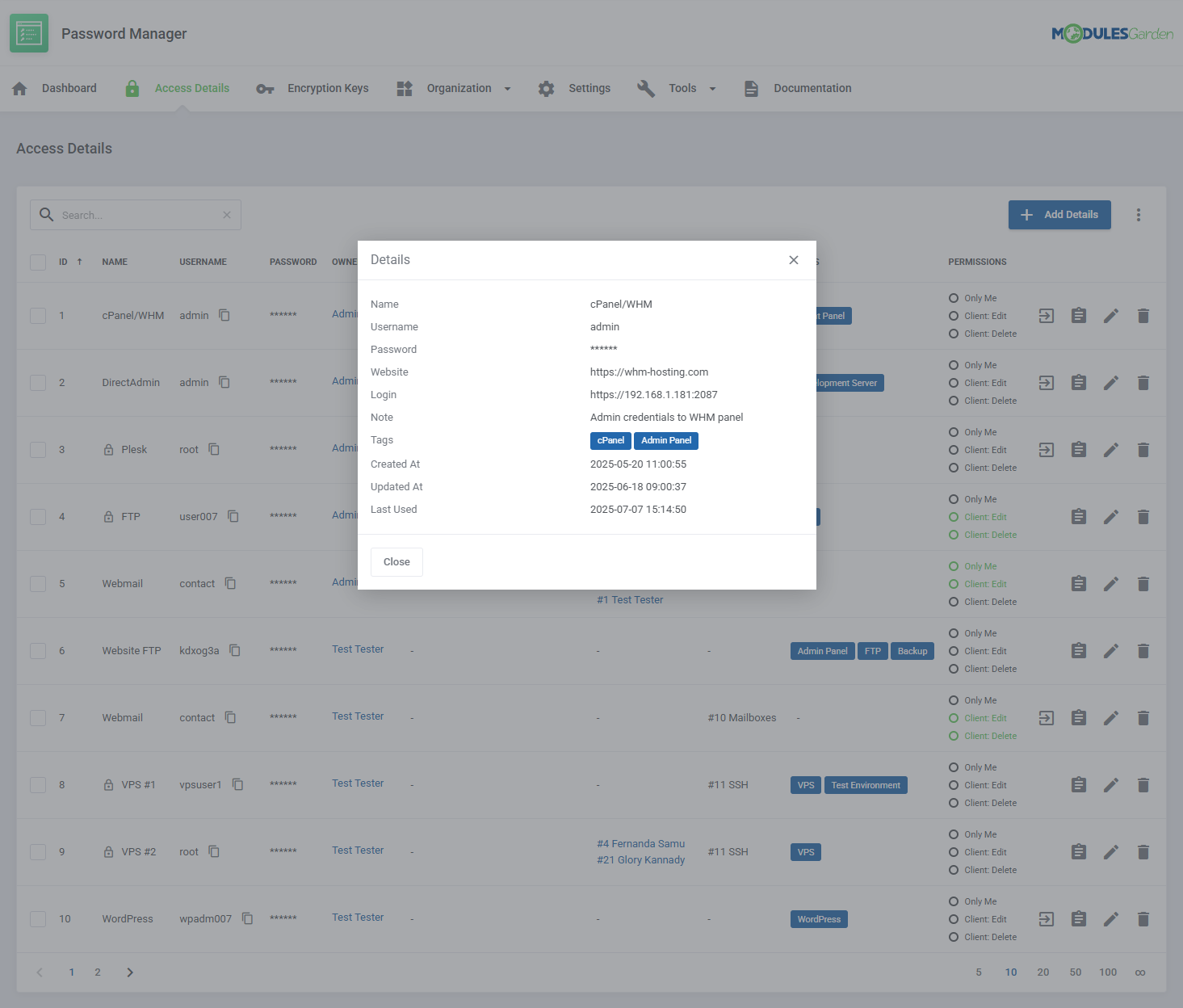 Password Manager For WHMCS: Module Screenshot 19