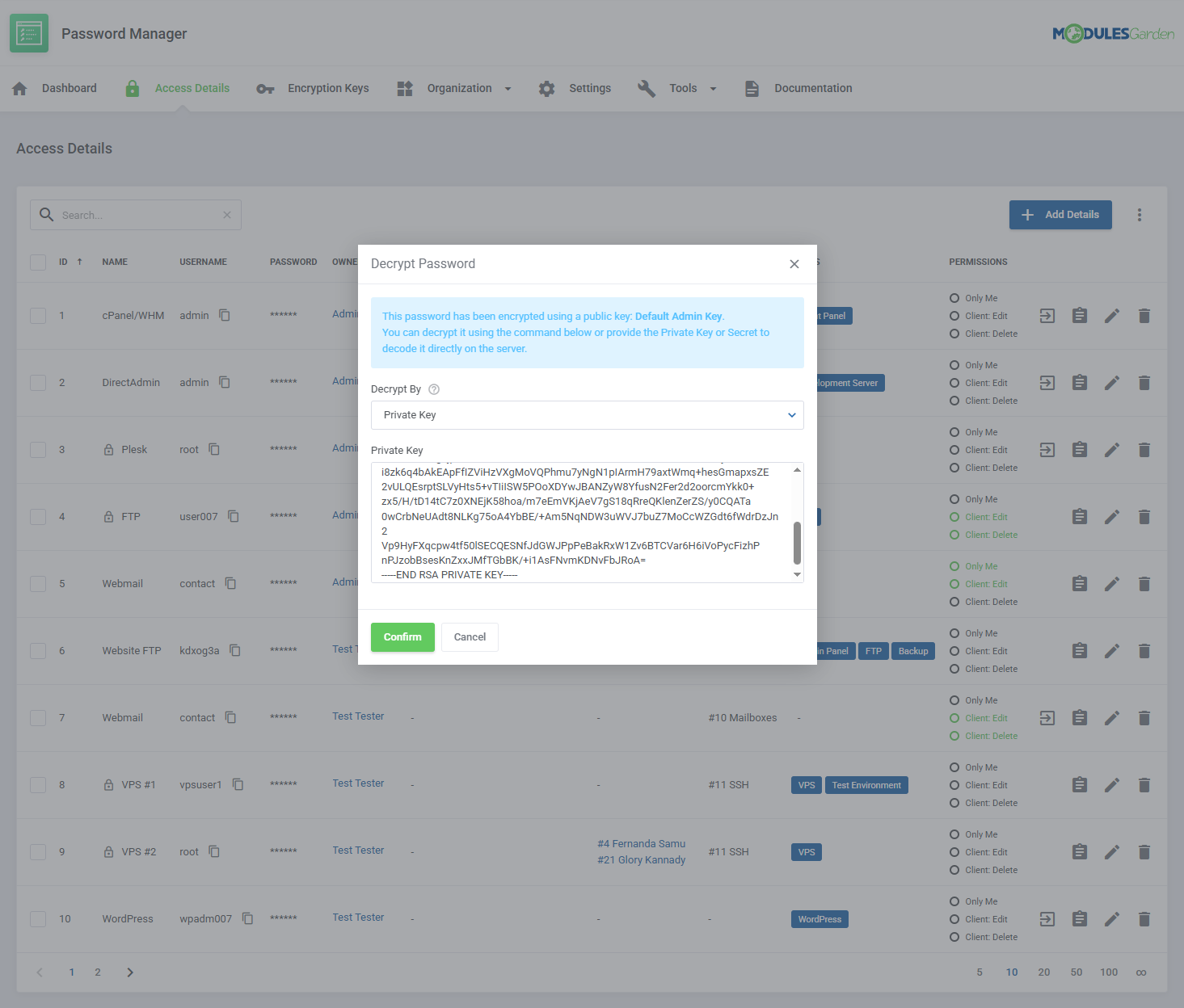 Password Manager For WHMCS: Module Screenshot 20
