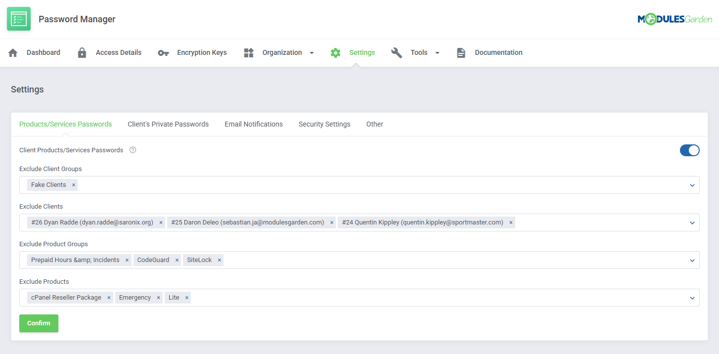 Password Manager For WHMCS: Module Screenshot 28