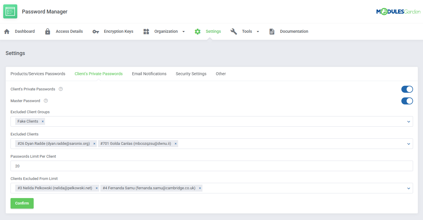 Password Manager For WHMCS: Module Screenshot 29
