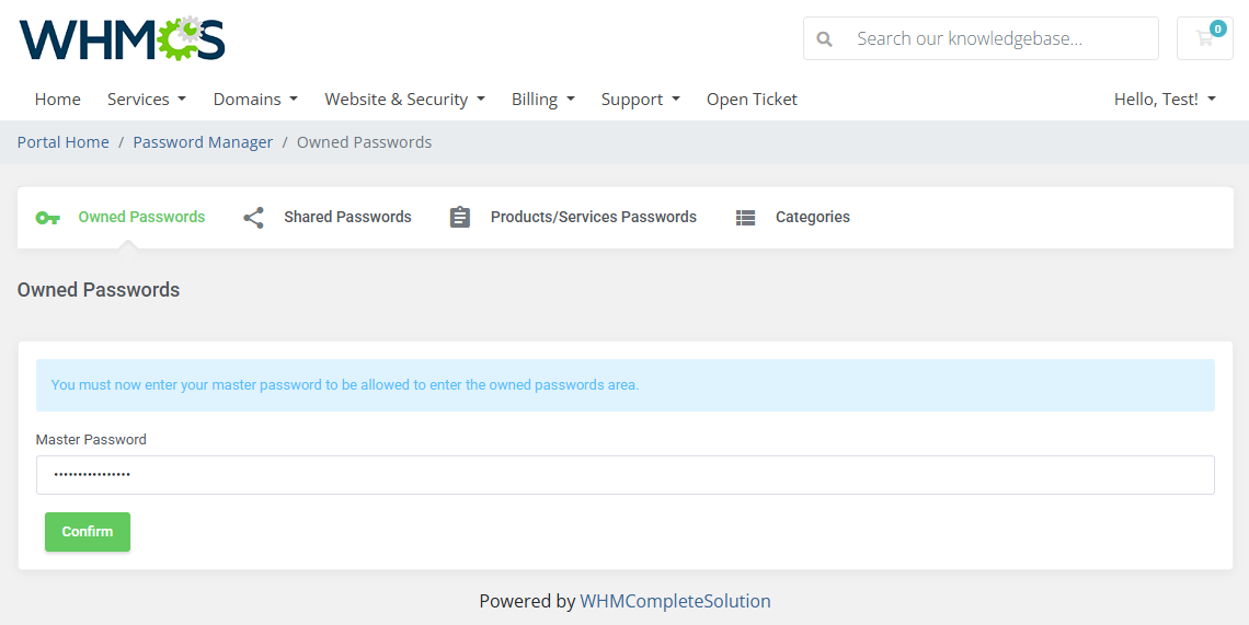 Password Manager For WHMCS: Module Screenshot 8