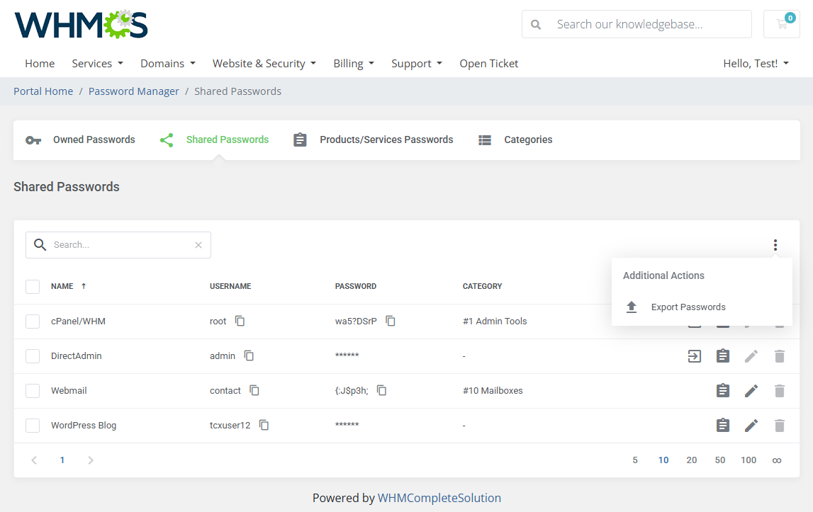 Password Manager For WHMCS: Module Screenshot 9