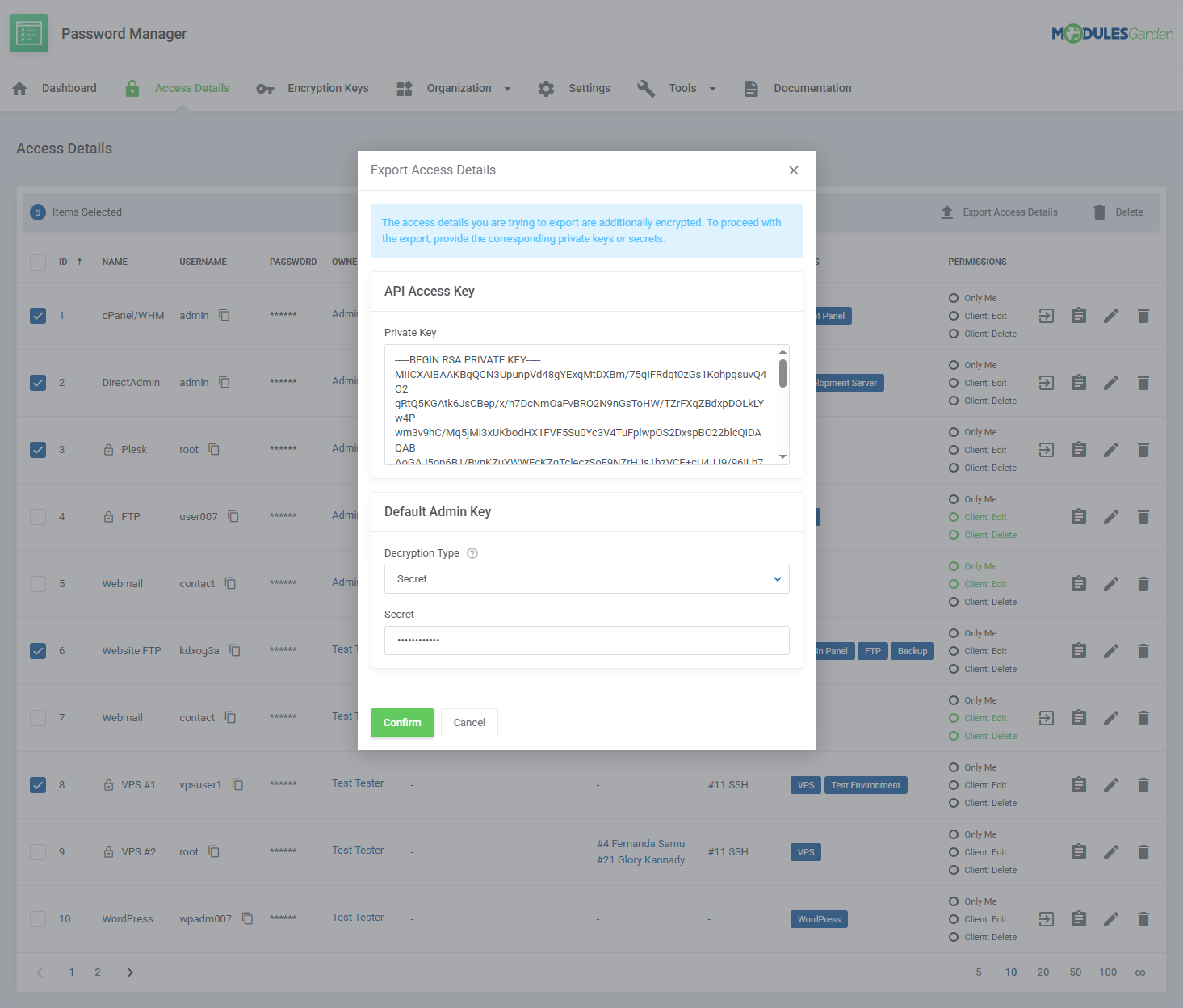 Password Manager For WHMCS: Module Screenshot 21
