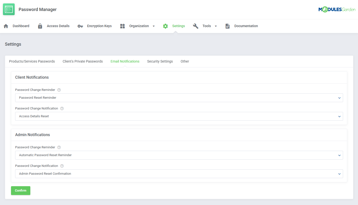 Password Manager For WHMCS: Module Screenshot 30