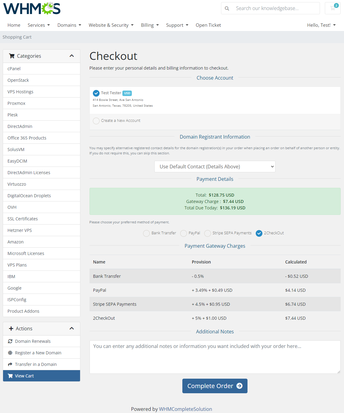Payment Gateway Charges For WHMCS: Module Screenshot 1