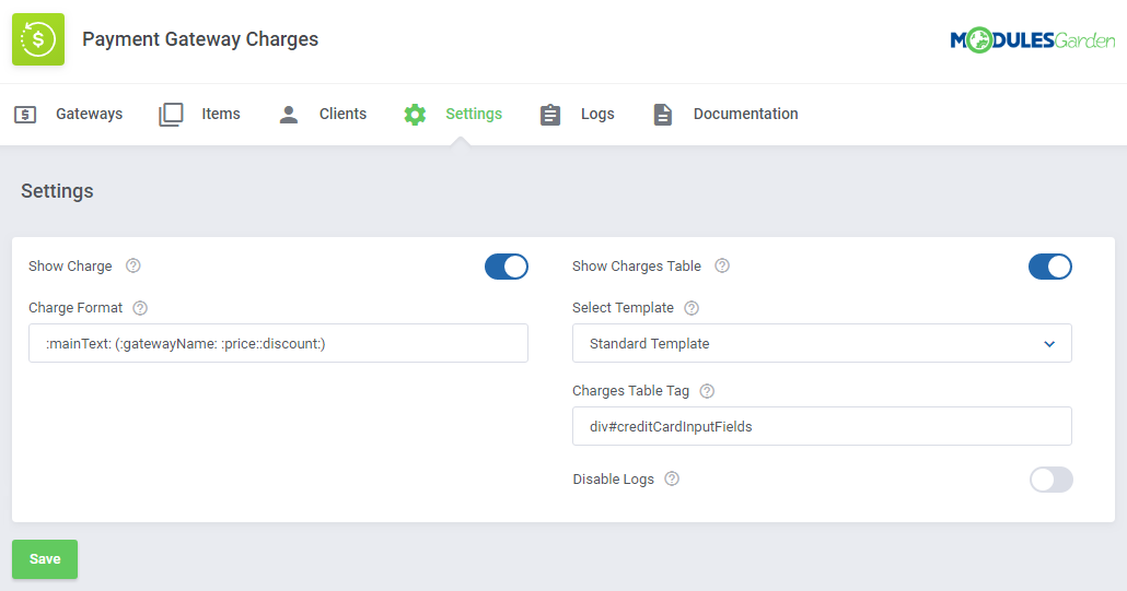 Payment Gateway Charges For WHMCS: Module Screenshot 18