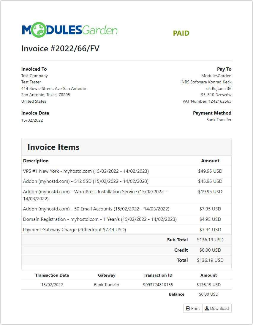 Payment Gateway Charges For WHMCS: Module Screenshot 3