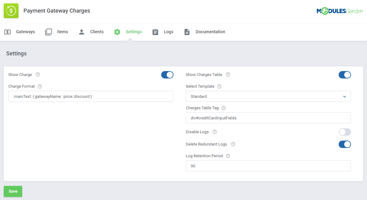 Payment Gateway Charges For WHMCS: Module Screenshot 18