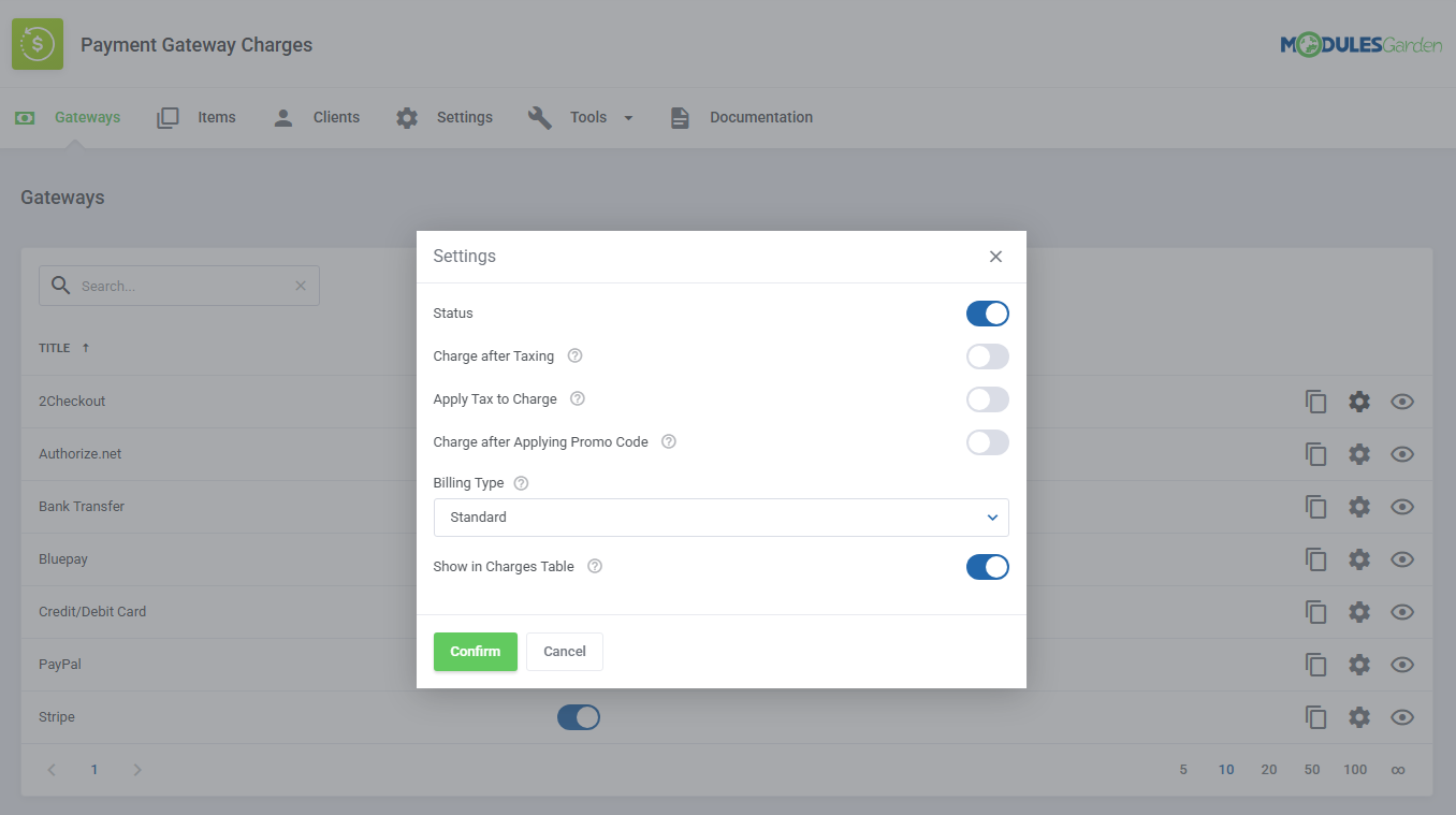 Payment Gateway Charges For WHMCS: Module Screenshot 5