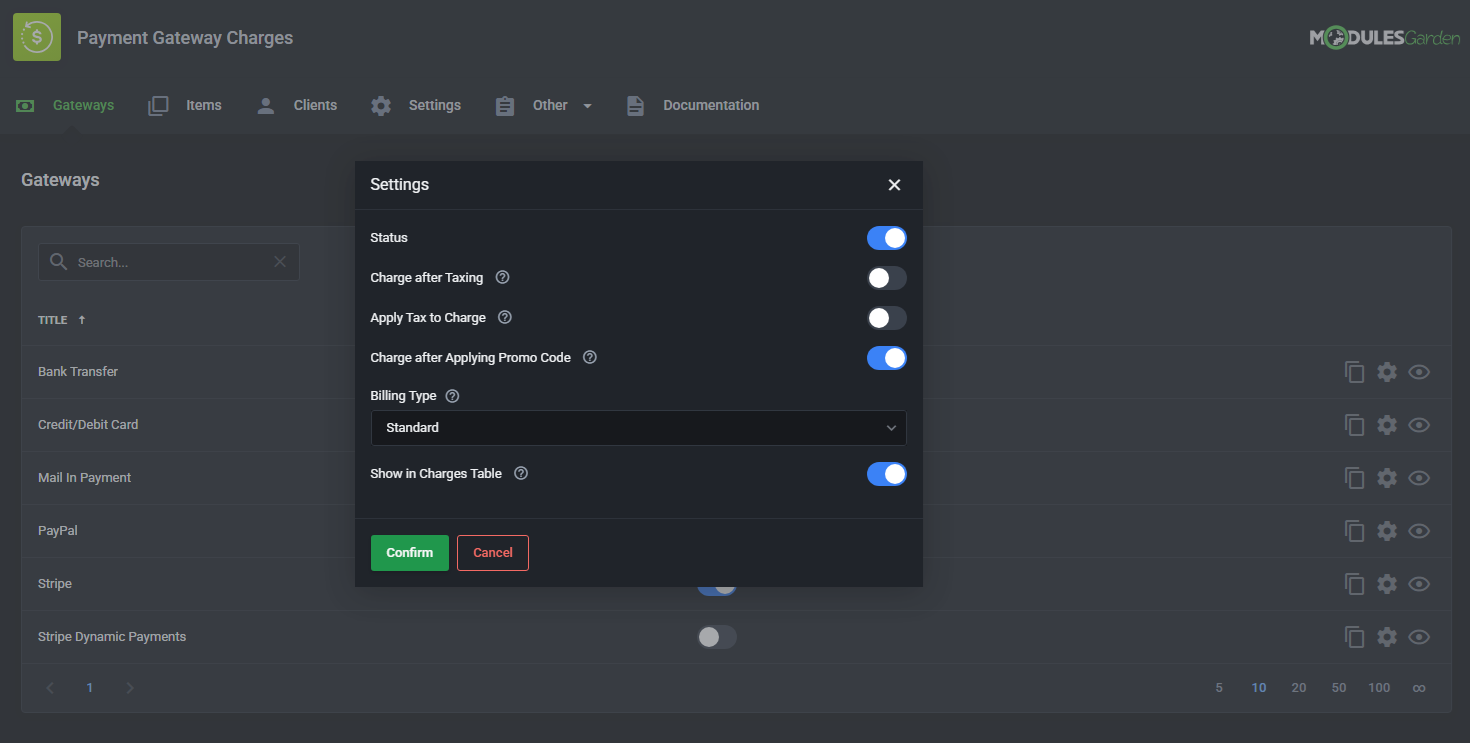 Payment Gateway Charges For WHMCS: Module Screenshot 30