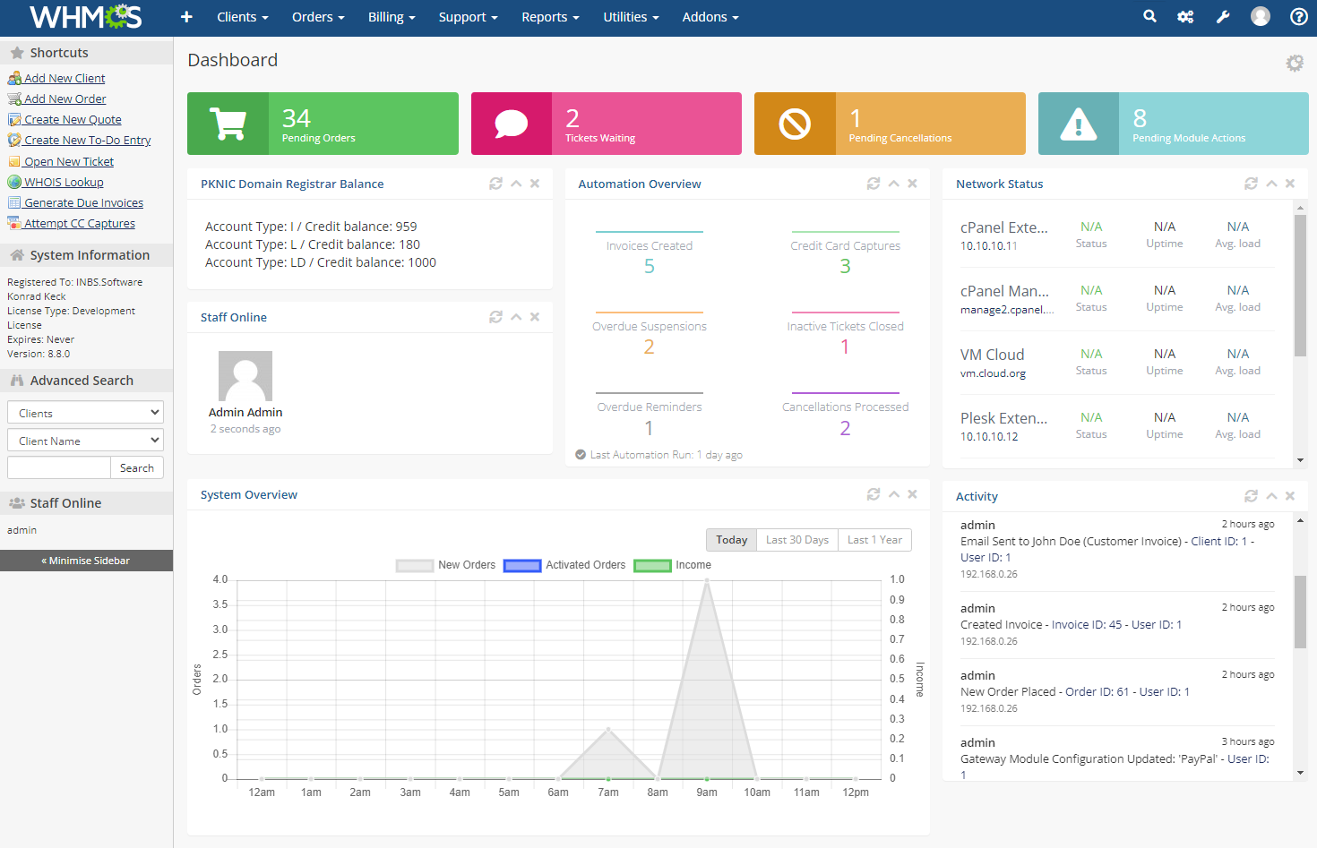 PKNIC Domain Registrar For WHMCS: Module Screenshot 2