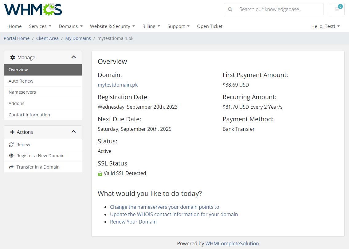 PKNIC Domain Registrar For WHMCS: Module Screenshot 5