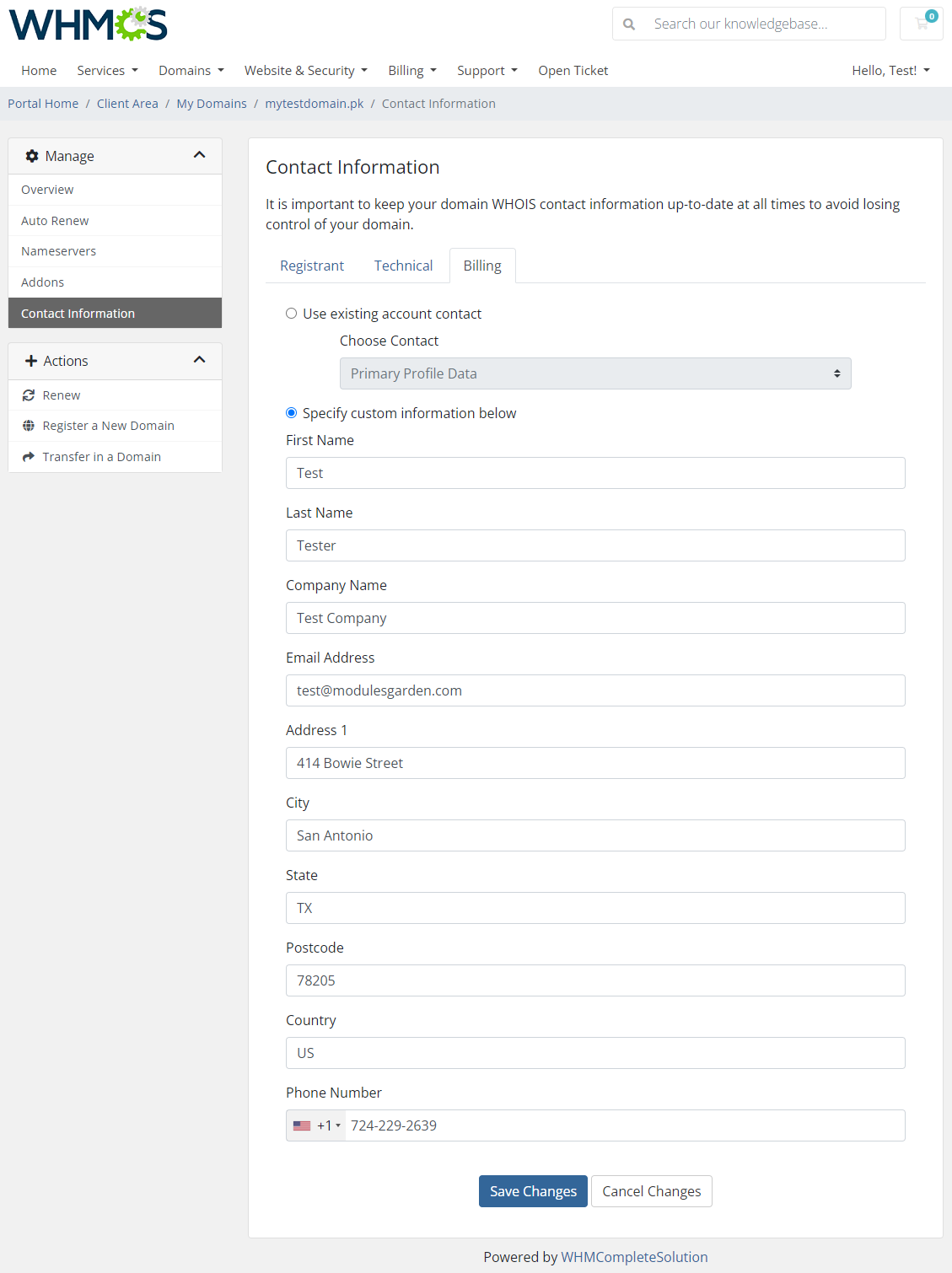 PKNIC Domain Registrar For WHMCS: Module Screenshot 8