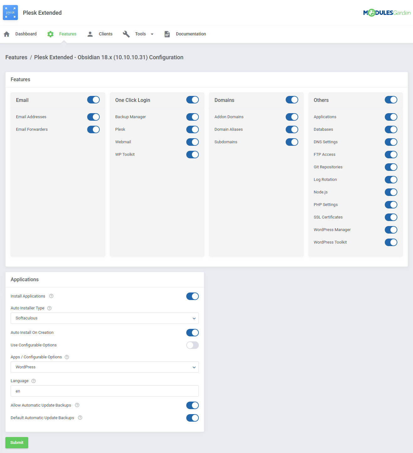 Plesk Extended For WHMCS: Module Screenshot 29