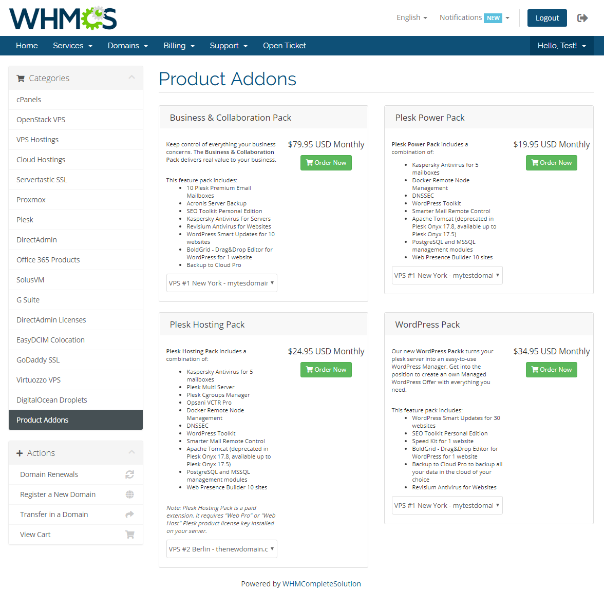 Plesk Key Administrator For WHMCS: Module Screenshot 3