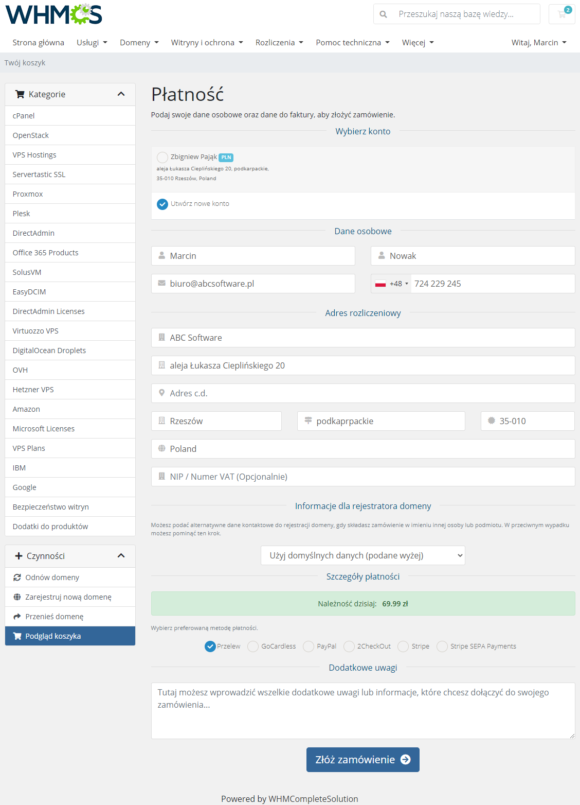 Polish Language Translation For WHMCS: Module Screenshot 10