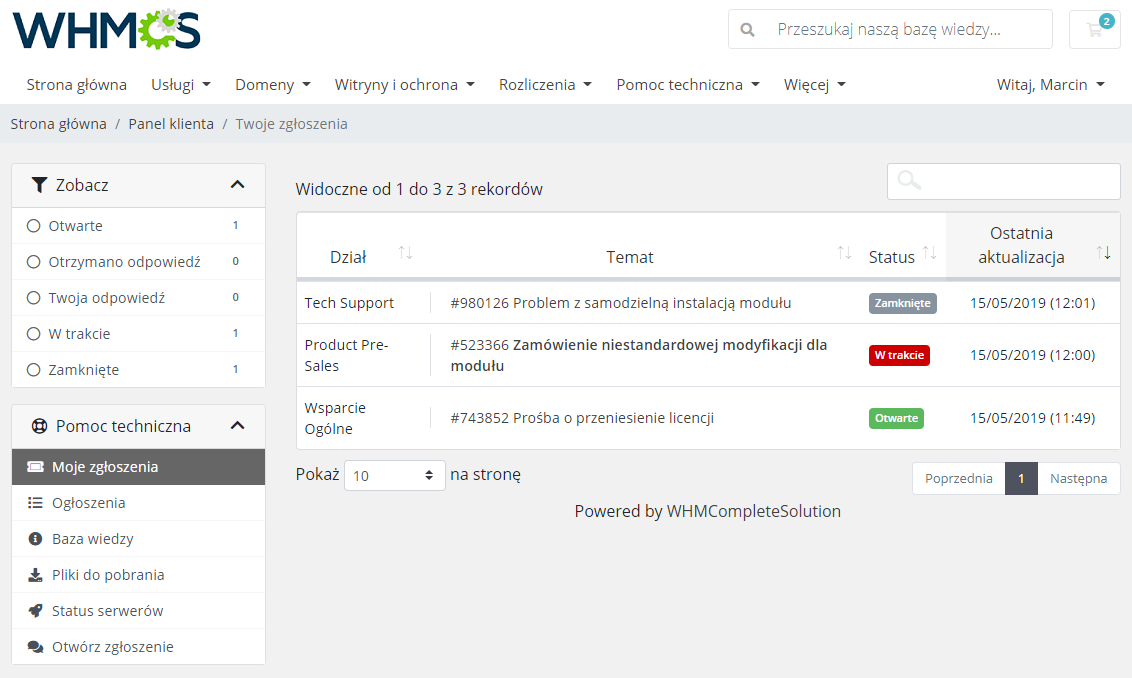 Polish Language Translation For WHMCS: Module Screenshot 12