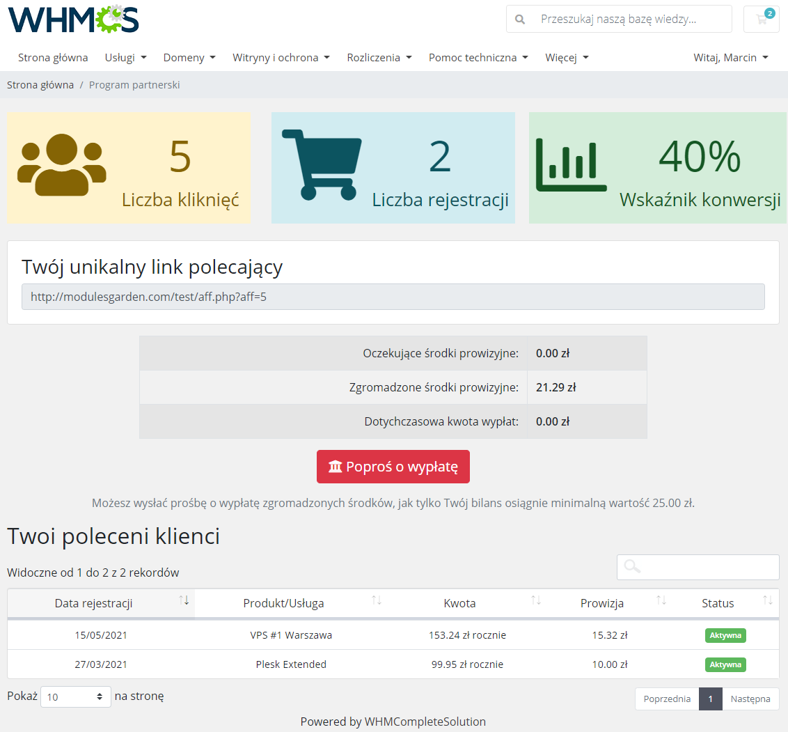 Polish Language Translation For WHMCS: Module Screenshot 14