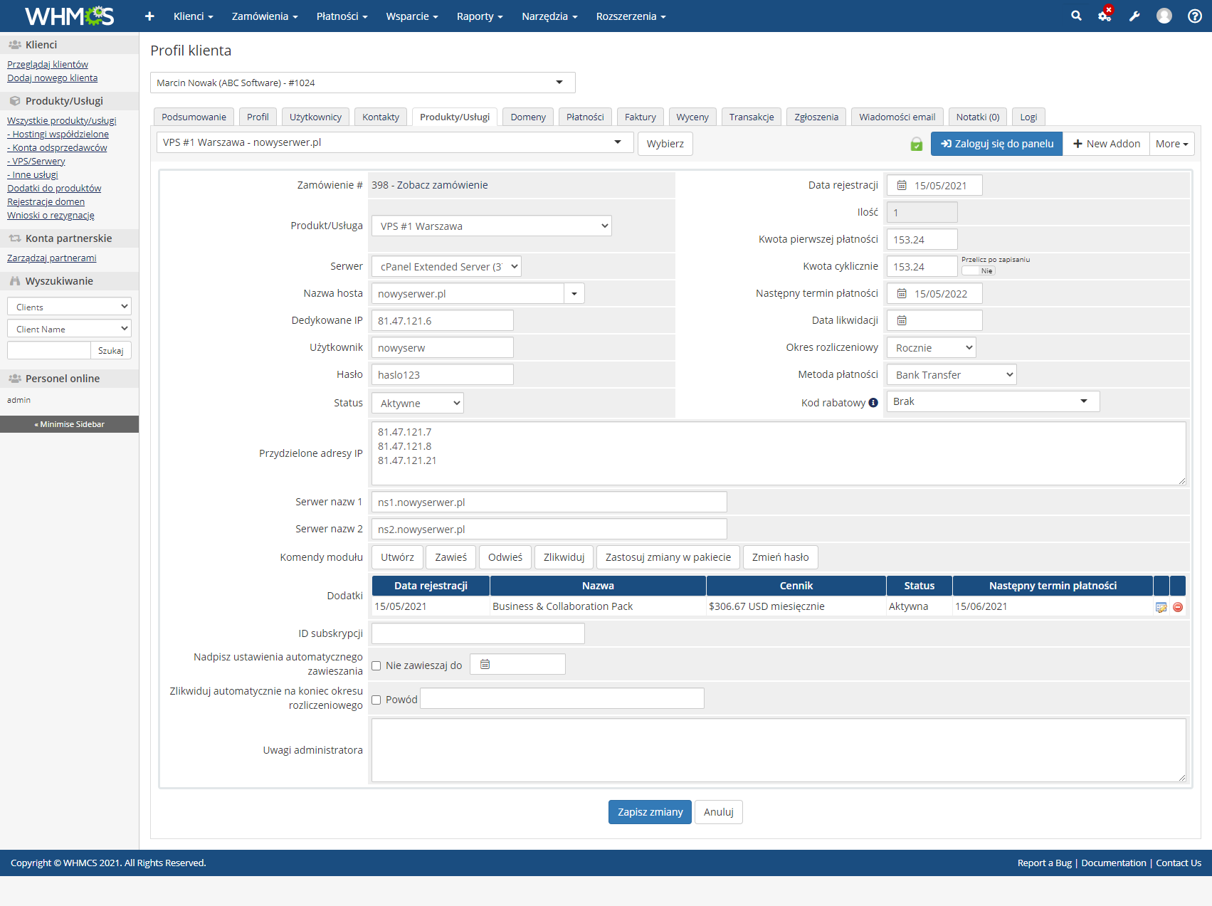Polish Language Translation For WHMCS: Module Screenshot 22