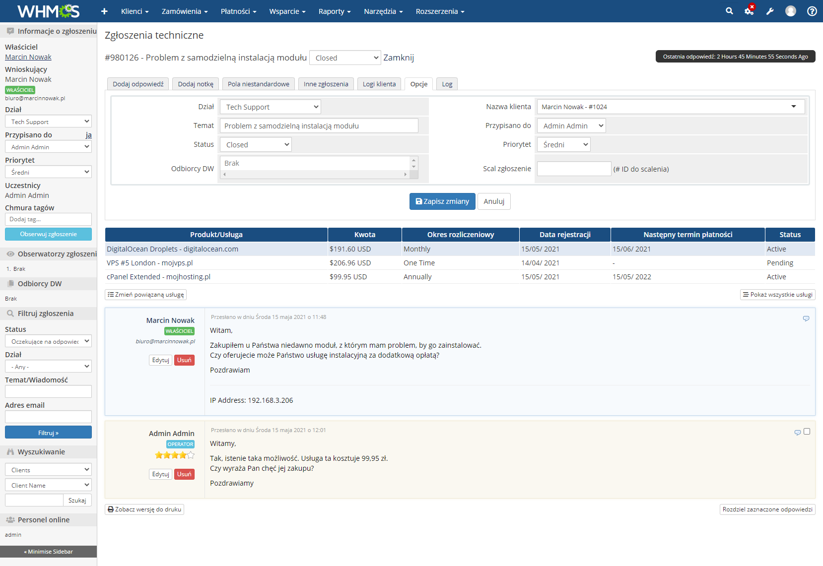 Polish Language Translation For WHMCS: Module Screenshot 25