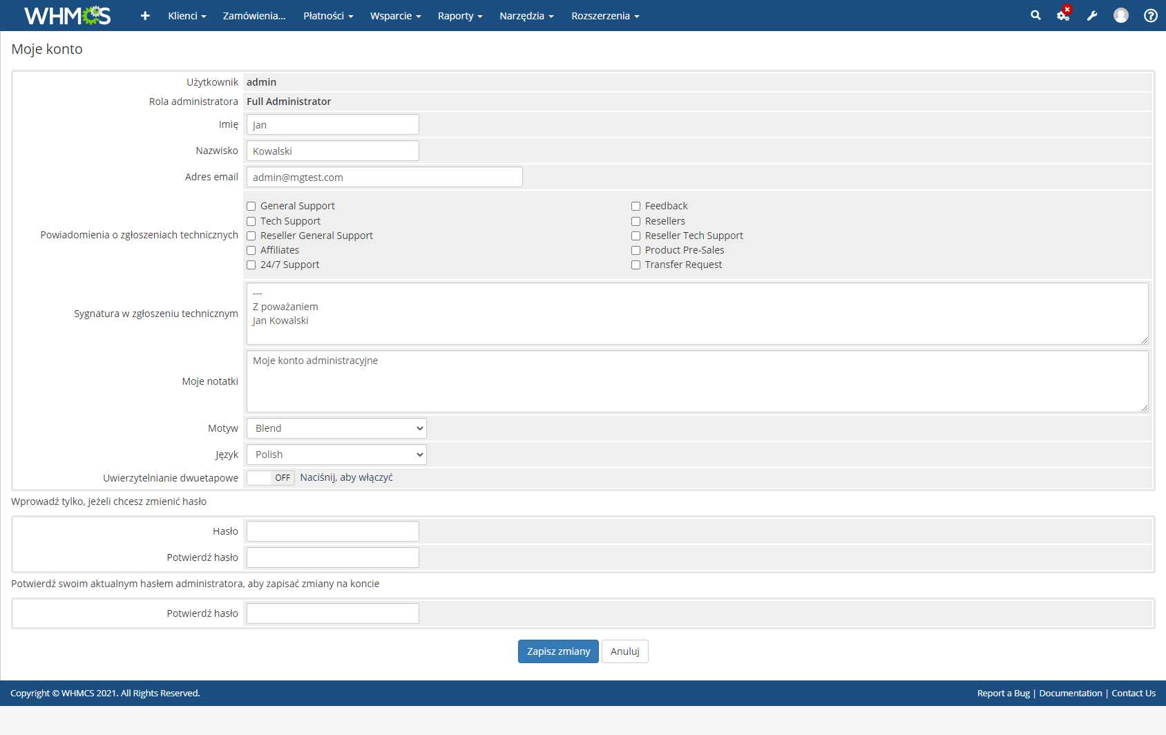 Polish Language Translation For WHMCS: Module Screenshot 30