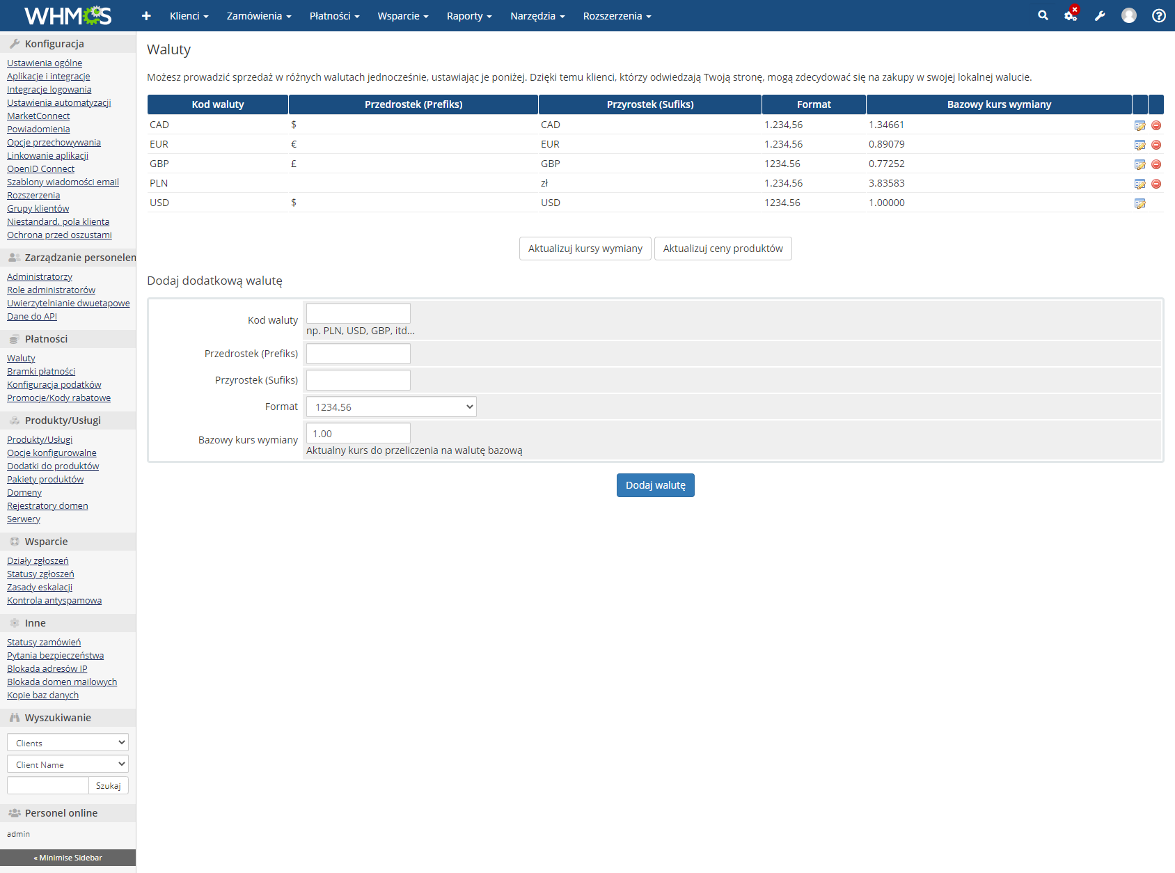 Polish Language Translation For WHMCS: Module Screenshot 32