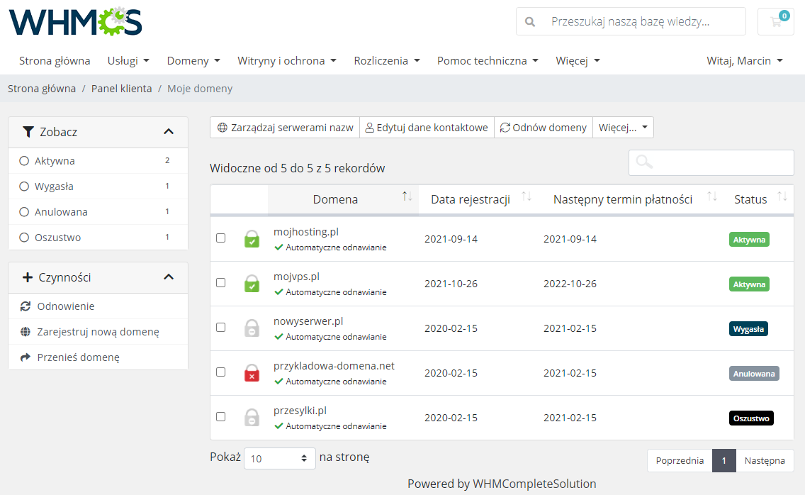 Polish Language Translation For WHMCS: Module Screenshot 5