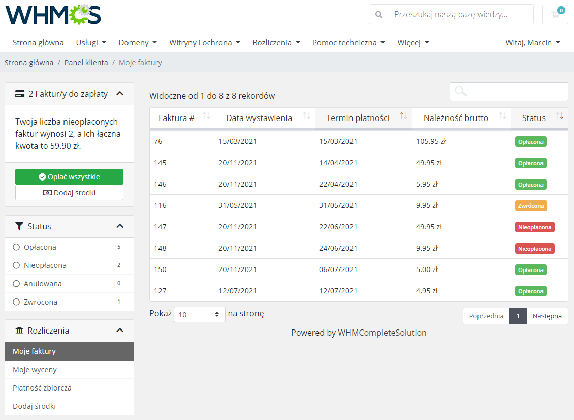 Polish Language Translation For WHMCS: Module Screenshot 6