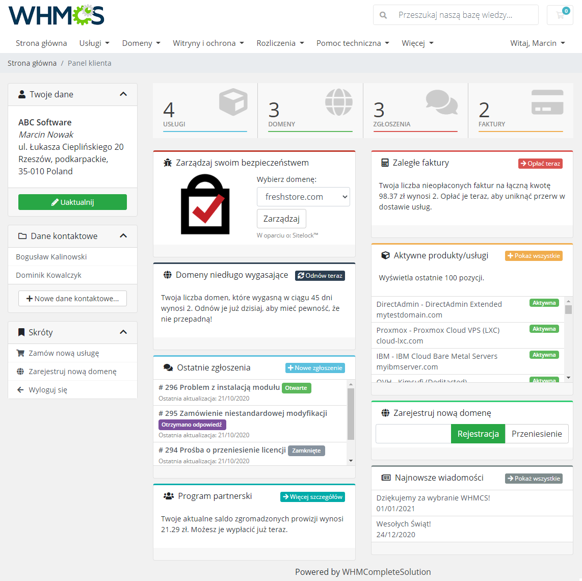 Polish Language Translation For WHMCS: Module Screenshot 2