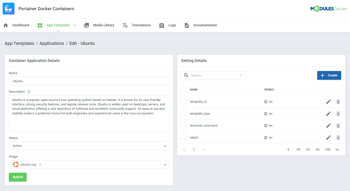 Portainer Docker Containers For WHMCS: Module Screenshot 16