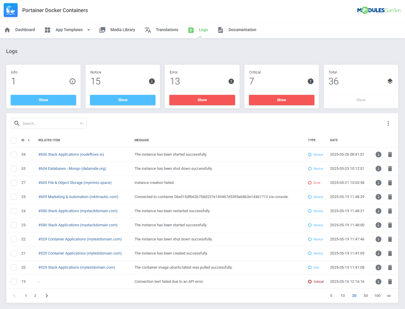 Portainer Docker Containers For WHMCS: Module Screenshot 26