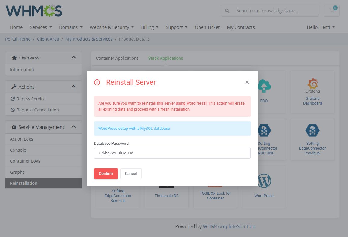 Portainer Docker Containers For WHMCS: Module Screenshot 9