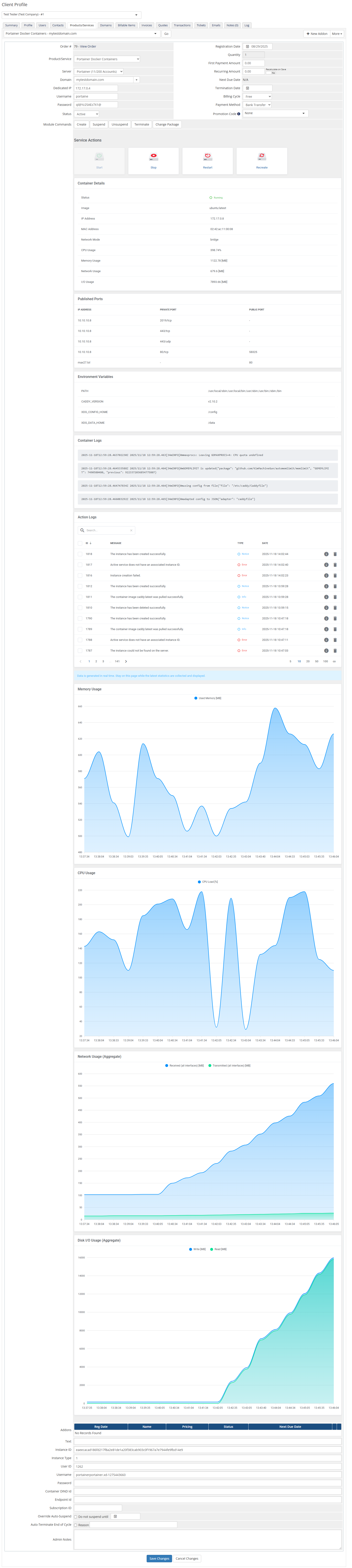 Portainer Docker Containers For WHMCS: Module Screenshot 12