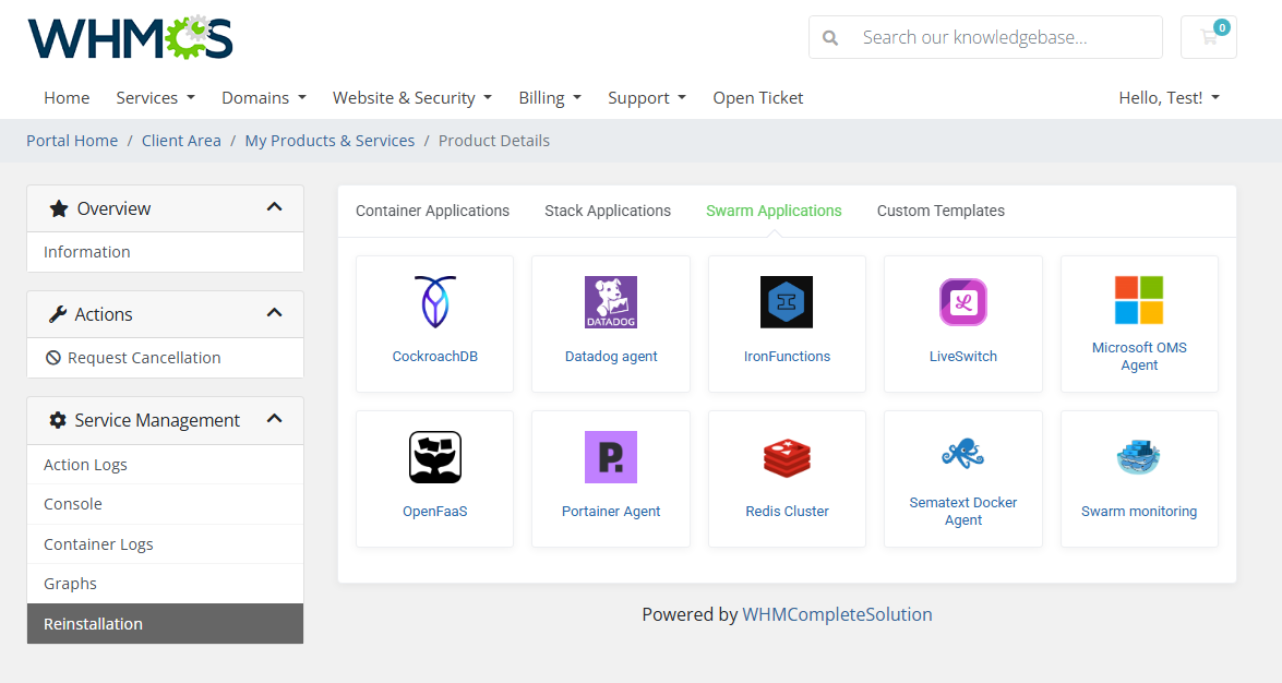 Portainer Docker Containers For WHMCS: Module Screenshot 9