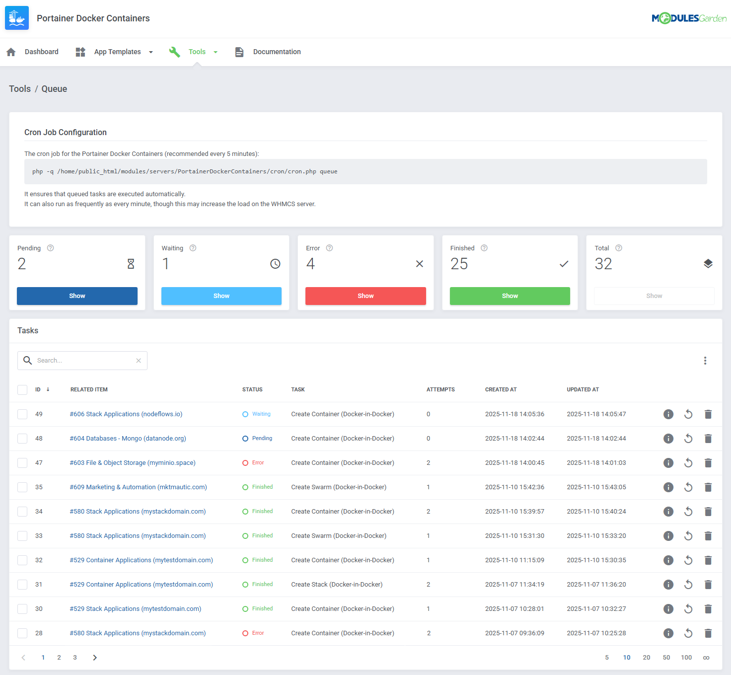 Portainer Docker Containers For WHMCS: Module Screenshot 30